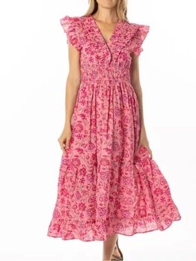 Bindu Pink Cotton Midi/Maxi Dress L